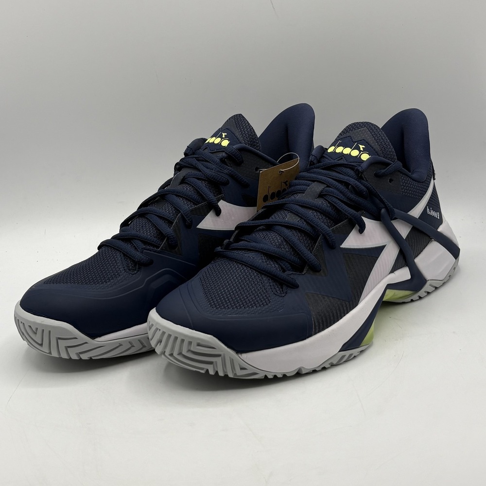 Diadora B.Icon 2 Mens Size 9 Navy White Green Mesh Tennis Non-Marking Sole Shoes